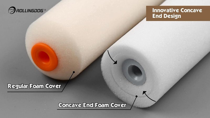 Rolling Dog Mini Foam Roller Paint - Paint Roller Covers,Concave Design High Density Foam Roller Refills for Smooth Even Painting(4 Inches,4PC) - Image 3